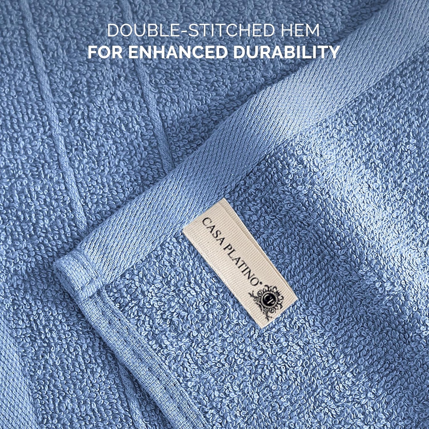 Casa Platino 100% Cotton Wash Cloths 12 Pack - Spa & Salon Quality - Ring Spun Cotton Face Cloths- Soft & Absorbent Washcloths for Shower, Home, Kitchen - Fingertip Towels - 13"x13", Cerulean Blue