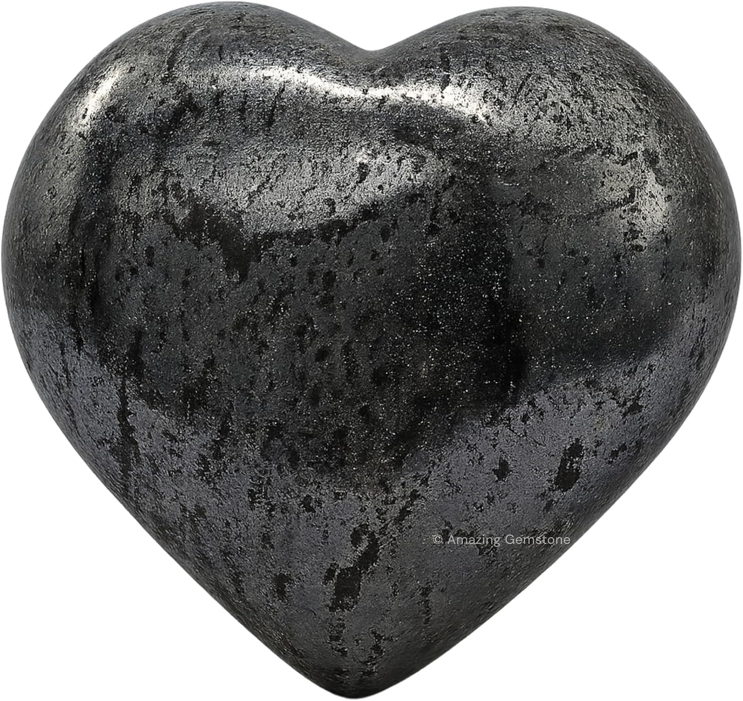 Amazing Gemstone Hematite Crystal Heart Palm Stone - Pocket Massage Worry Stone for Natural Body Chakra Balancing, Reiki Healing and Crystal Grid