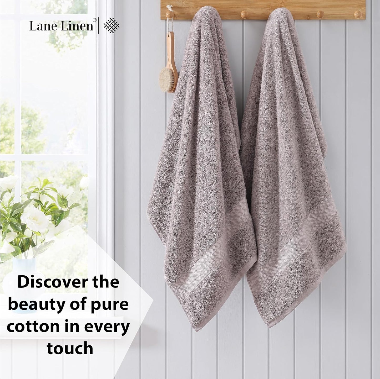 LANE LINEN 100% Cotton Bath Sheets Set of 4 (35"x66") - Ring Spun Cotton Extra Large Bath Towels Sets - Quick Dry, Soft & Absorbent Oversized Grey Towels Set - Pre Shrunk, Fade Resistant - Platinum
