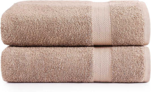 LANE LINEN 100% Cotton Bath Sheets Set of 2 (35"x66") - Ring Spun Cotton Extra Large Bath Towel Sets - Quick Dry, Soft & Absorbent Oversized Luxury Bathroom Towels Set- Sustainabaly Produced - Taupe