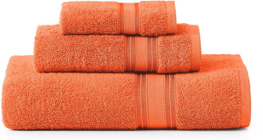 LANE LINEN Luxury Bath Towels Set - 3 Piece Set, 100% Cotton Bathroom Towel, Zero Twist, Quick Dry Absorbent Towels, Super Soft, 1 Bath Towel, 1 Hand Towel, 1 Wash Cloths - Tiger Lily