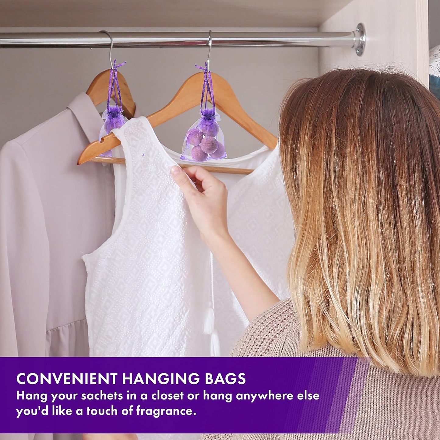 Pack of 48 Lavender Cedar Sachets - 32 Lavender, 16 Cedar for Closet, Drawer, Dresser, Wardrobe and More, LV-D-LC-3