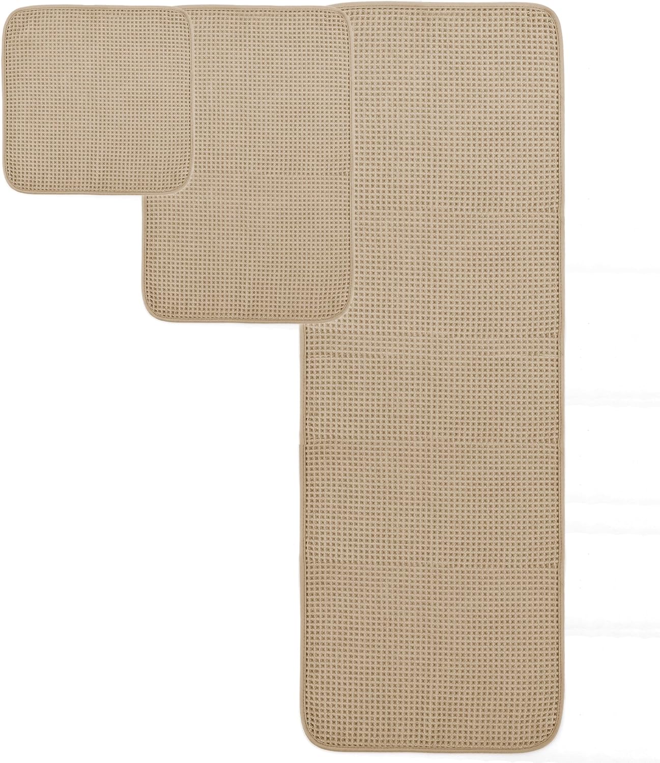 POLYTE Oversize, 60 x 30 in., Quick Dry Lint Free Microfiber Bath Towel Set, 6 Piece (Waffle Weave)