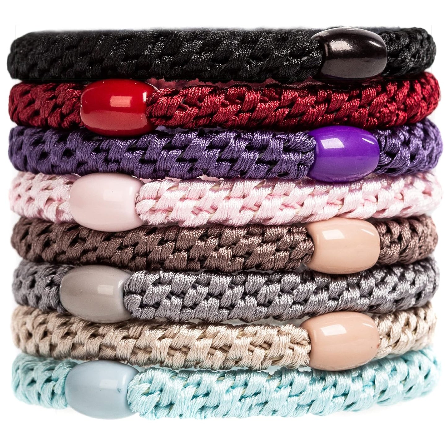 AXEN 8PCS Elastic Hair Tie for Women Girls, Cotton Bands Soft Woven Ponytail Holders for Thick Hair and Curly Hair, Mixed Colors 5
