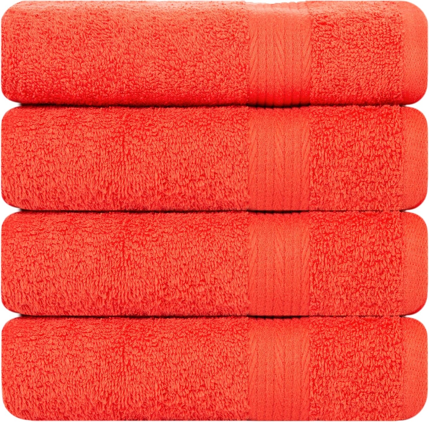 Ample Decor Hand Towels for Bathroom 18 X 28 Inch 600 GSM 100% Cotton, Soft Absorbent - 4 Pcs Orange