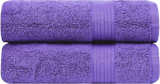 Ample Decor Hand Towel 18 X 28 Inch 600 GSM 100% Cotton, Premium Soft Absorbent - 2 Pcs Purple