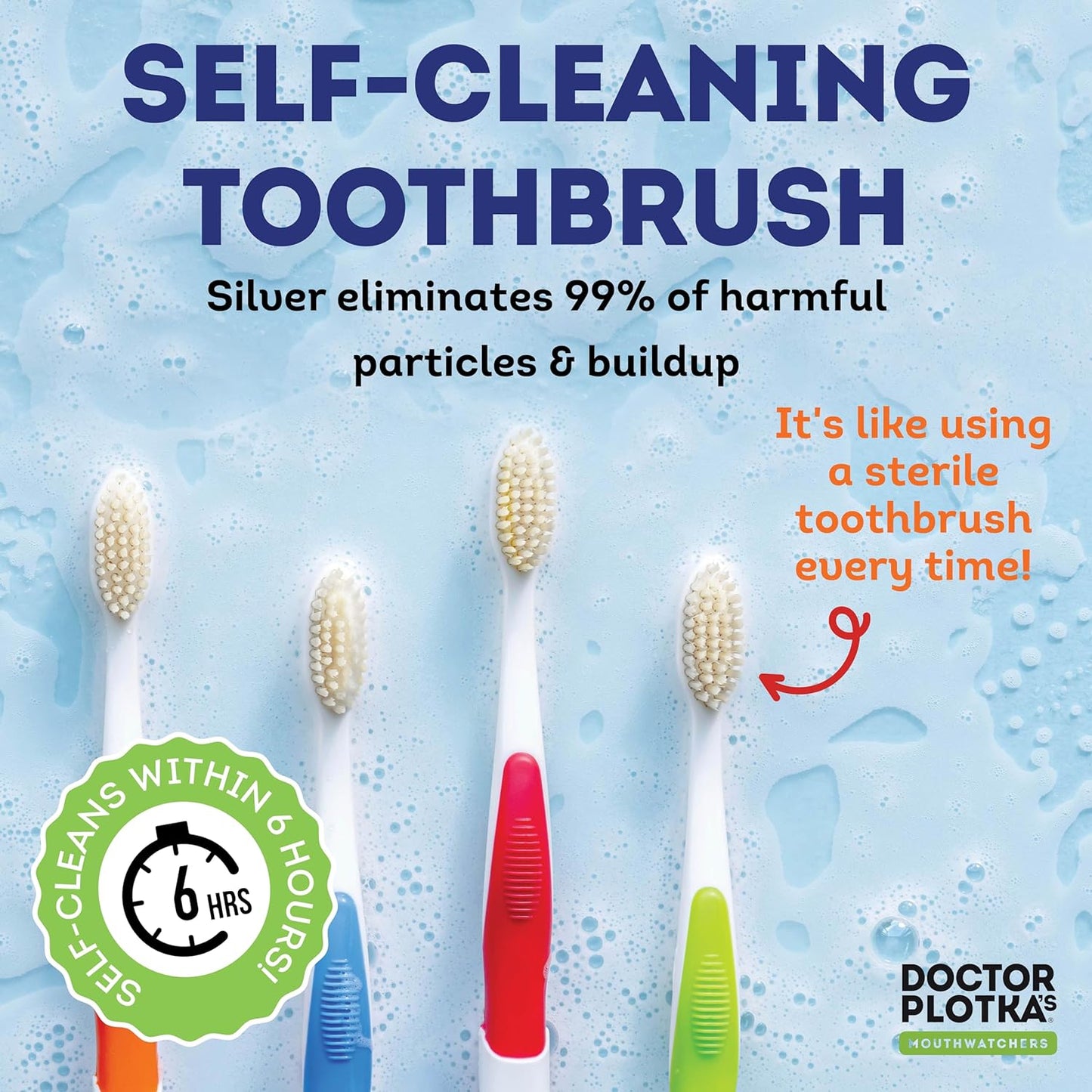 MOUTHWATCHERS Dr Plotkas Soft Bristle Flossing Toothbrush Manual Soft Toothbrush for Adults, Ultra Clean, Good for Sensitive Teeth and Gums, Variety 4 Pack, Colors May Vary