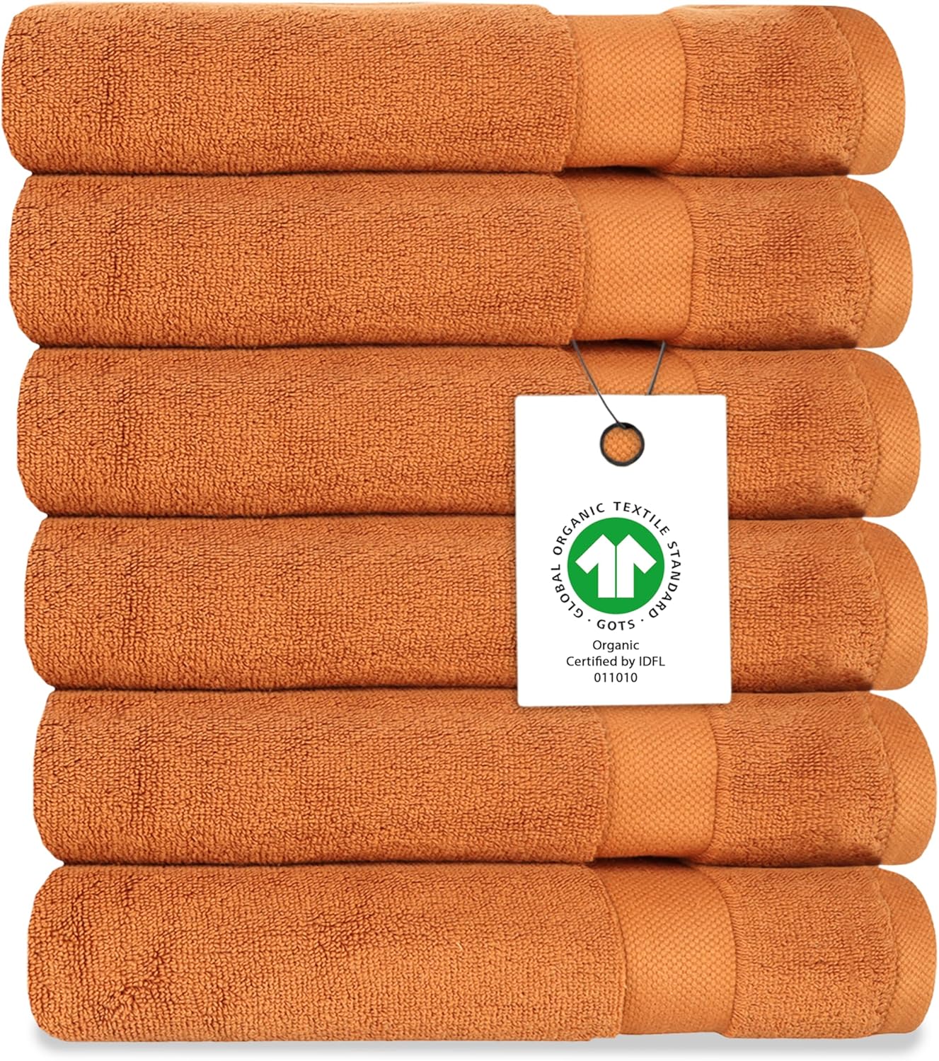 Delara Organic Cotton Luxuriously Plush Washcloths Pack of 6 | GOTS & Oeko-TEX Certified | Premium Quality Face Towels | Feather Touch Technology|650 GSM Long Staple|Soft, Quick Dry & Ultra-Absorbent