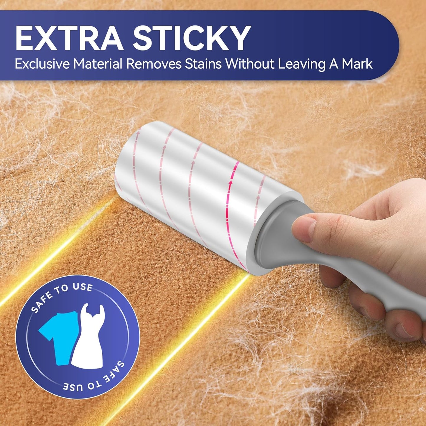 Lint Rollers for Pet Hair Extra Sticky,880 Sheets Mega Value Set with Reinforced 4 Handles and 8 Replaceable Tough Papers, Portable Pet Lint Remover for Clothes, Sofa Bed, Car Seat, and More