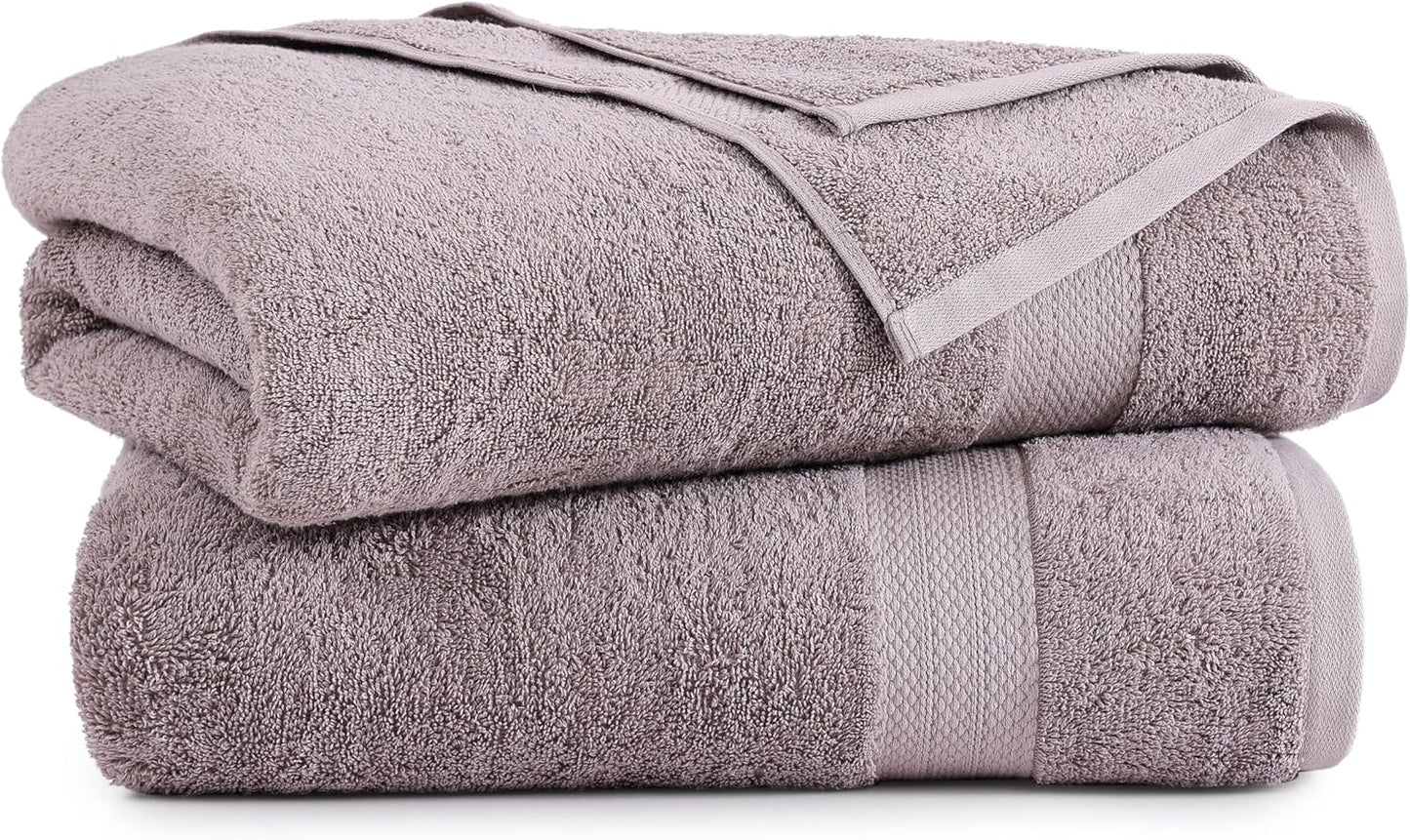 LANE LINEN 100% Cotton 2 Pack Bath Sheets (35"x66") - Ring Spun, Extra Large Cotton Bath Towels Set - Quick Dry, Soft & Absorbent Oversized Towel Set - Remains Soft After Multiple Washes - Platinum