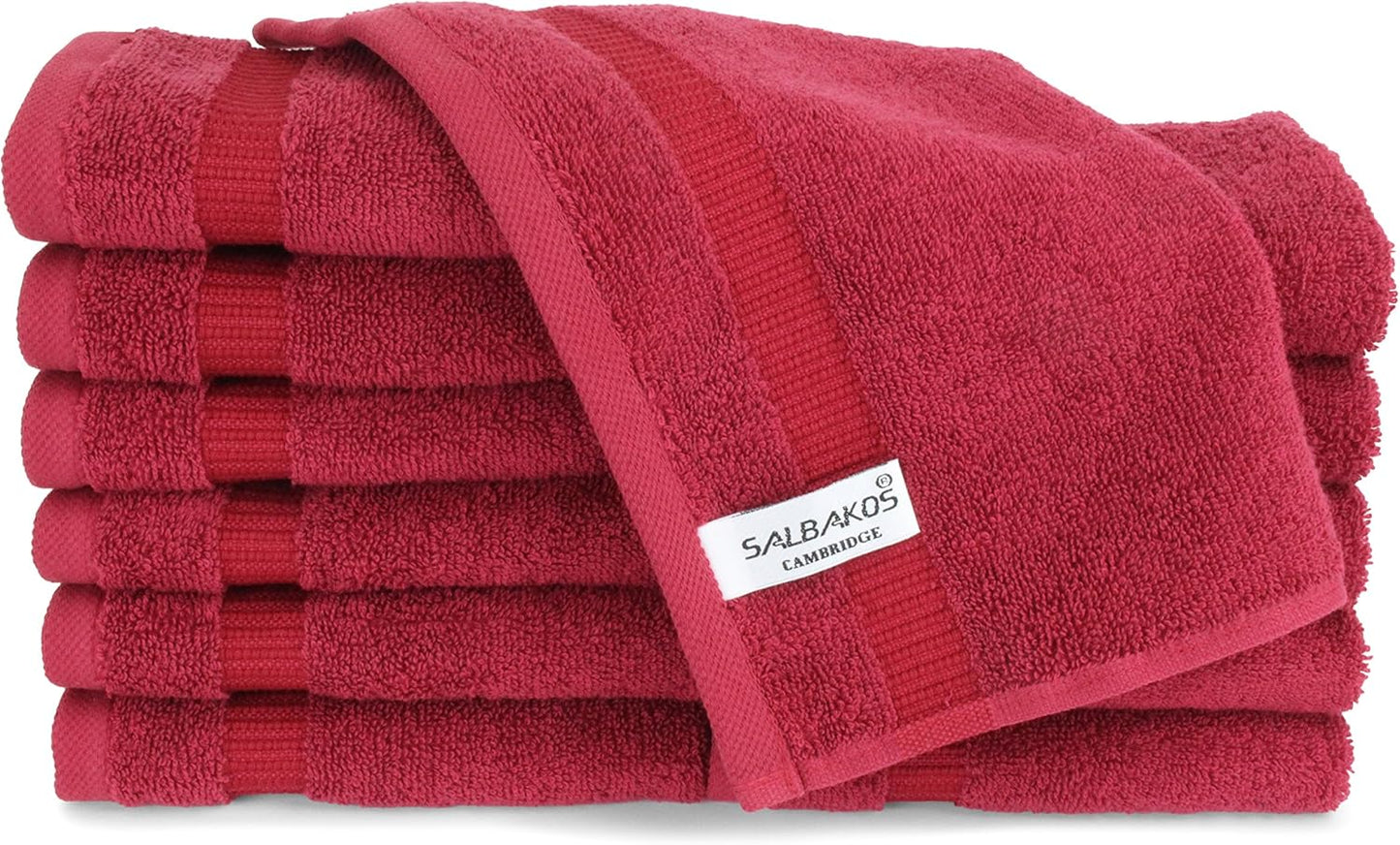 SALBAKOS 100% Turkish Cotton Washcloth Set of 12 13x13 inch | Heirloom Quality | Hotel & Spa Collection | Ultra Soft, Super Absorbent, Washcloth Towels | Made in Turkey (Wine, 12 Washcloths)