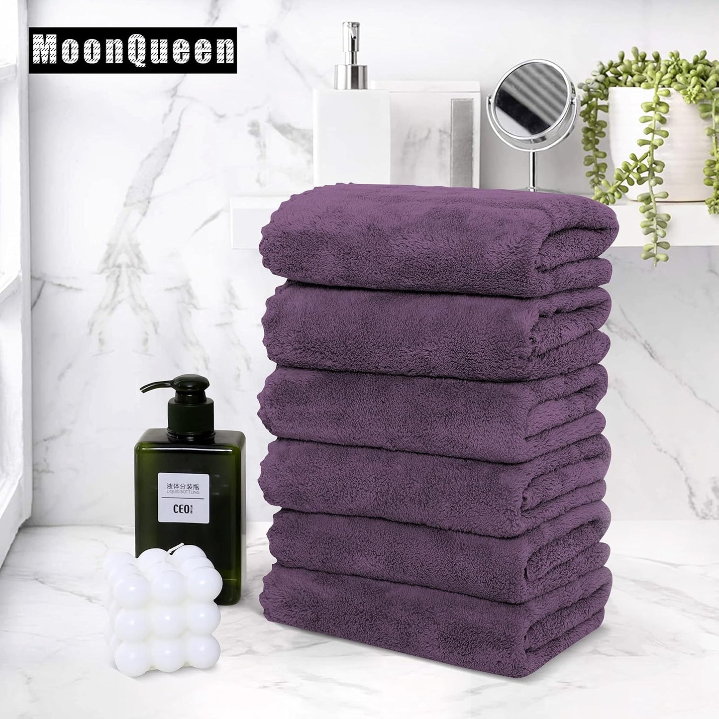 MOONQUEEN 18 Pack Premium Hand Towels - Quick Drying - Microfiber Coral Velvet Highly Absorbent Towels - Multipurpose Use as Hotel, Bathroom, Shower, Spa, Hand Towel 16 x 28 inches (Plum)