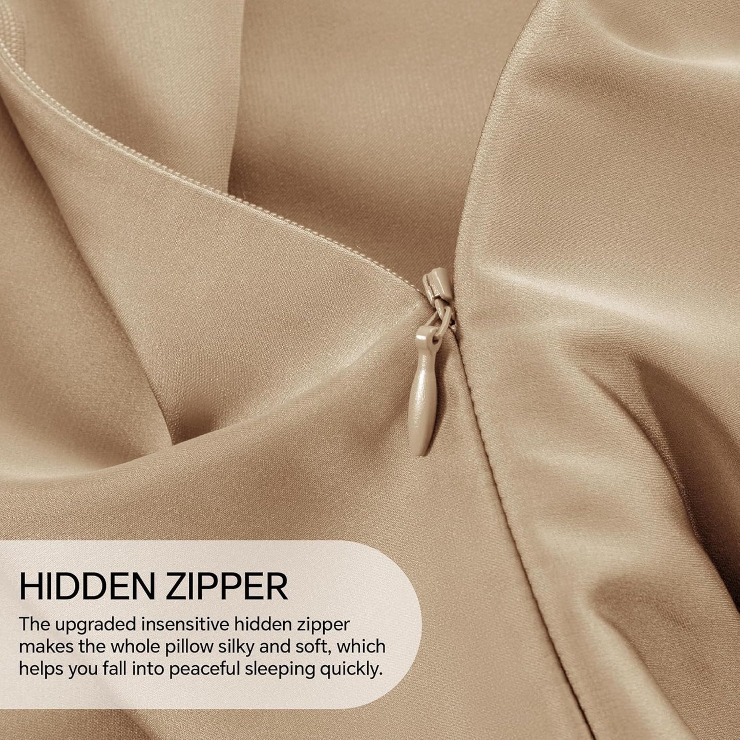 INFIIXSO Mulberry Silk Pillowcase for Hair and Skin, Silk Pillow Cases Queen Size Set of 2 with Hidden Zipper 20x30 Inches, Smooth and Soft Cooling Pillow Cases for Hot Sleepers(Champagne, 2 Pack)