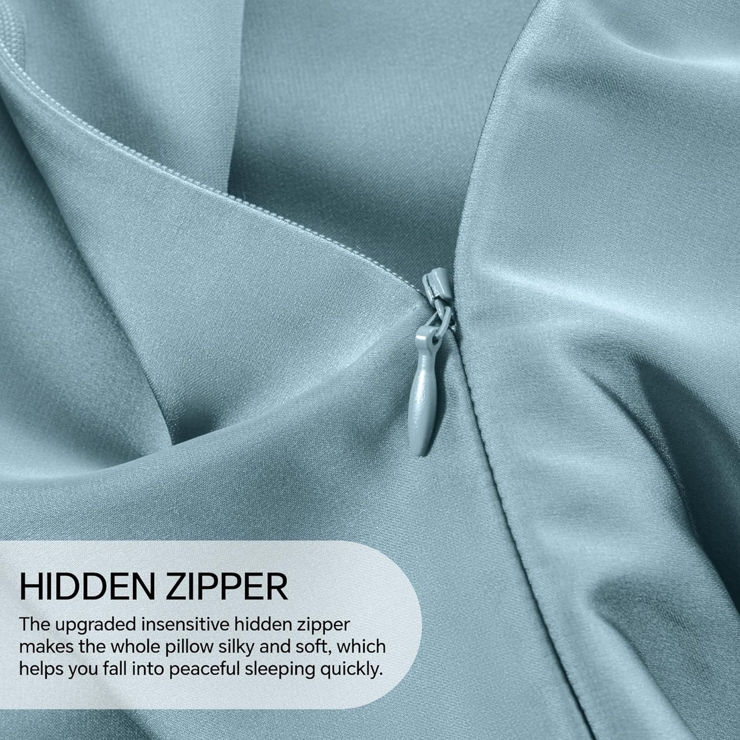 INFIIXSO Mulberry Silk Pillow Case King Size, Silk Pillowcase with Hidden Zipper 20"x36", Extraordinary Smooth and Soft Pillow Cases for Hair and Skin(Airy Blue, 1 Pack)