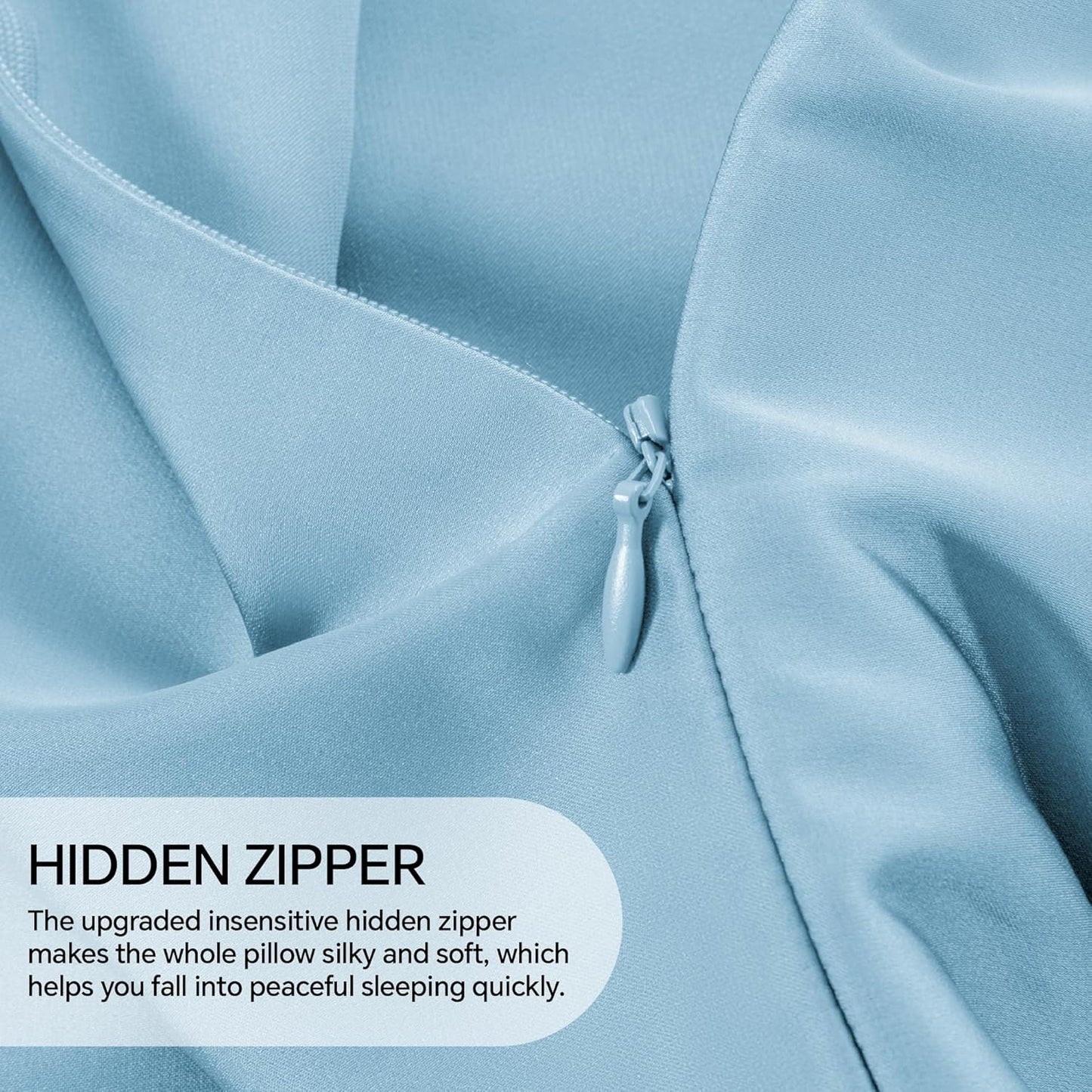 INFIIXSO Mulberry Silk Pillow Case King Size, Silk Pillowcase with Hidden Zipper 20"x36", Extraordinary Smooth and Soft Pillow Cases for Hair and Skin(Light Blue, 1 Pack)