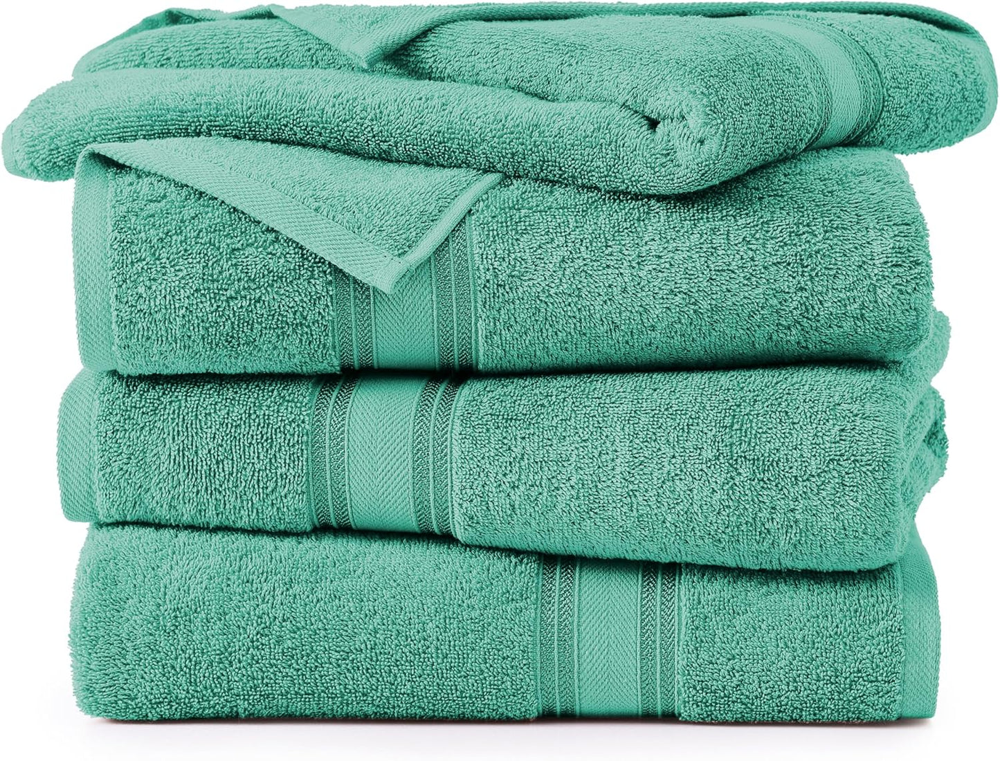 LANE LINEN Large Teal Cotton Bath Sheets, 4 Piece Set, Quick Dry, Super Soft Shower Towels, Highly Absorbent