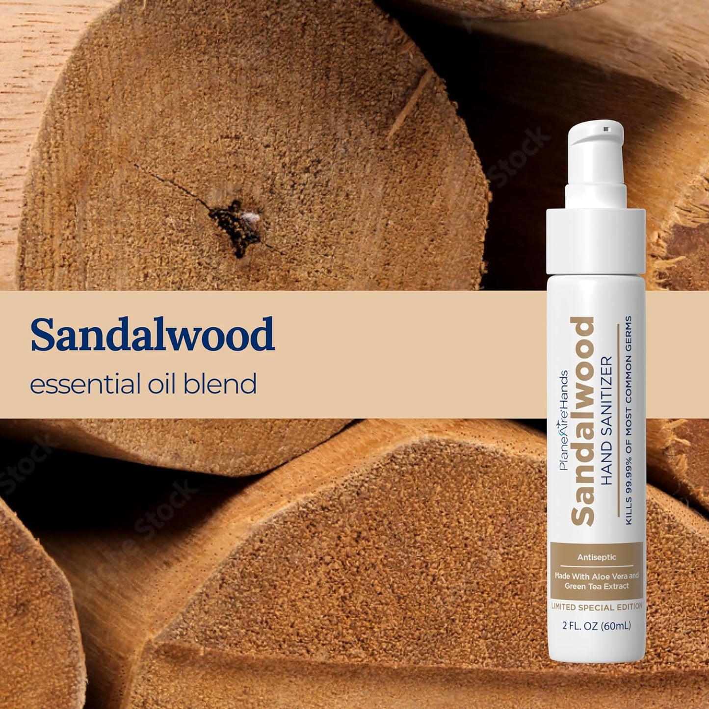 Sandalwood Lotion Hand Sanitizer | Travel Essential | TSA-Approved | Moisturizing Hand Lotion | Made with Aloe Vera & Essential Oils | Rich in Vitamin E | Cleanse & Moisturize | Travel Size | 3-Pack