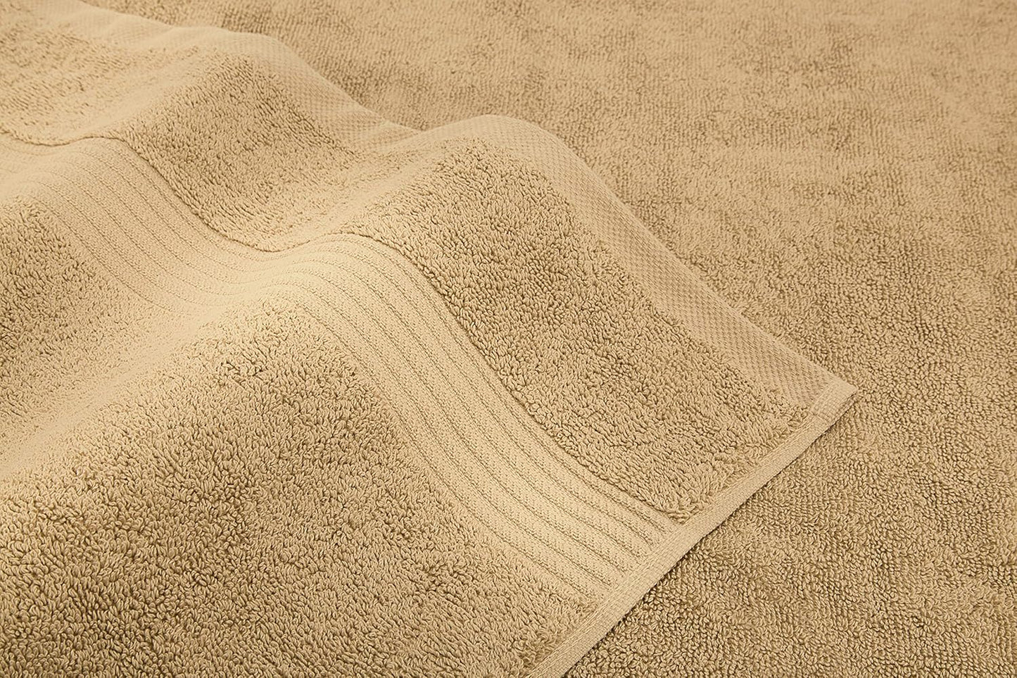 American Veteran Towel, 6 Piece Towel Set for Bathroom, 100% Cotton Turkish Bathroom Towels, 2 Bath Towels 2 Hand Towels 2 Washcloths, Beige