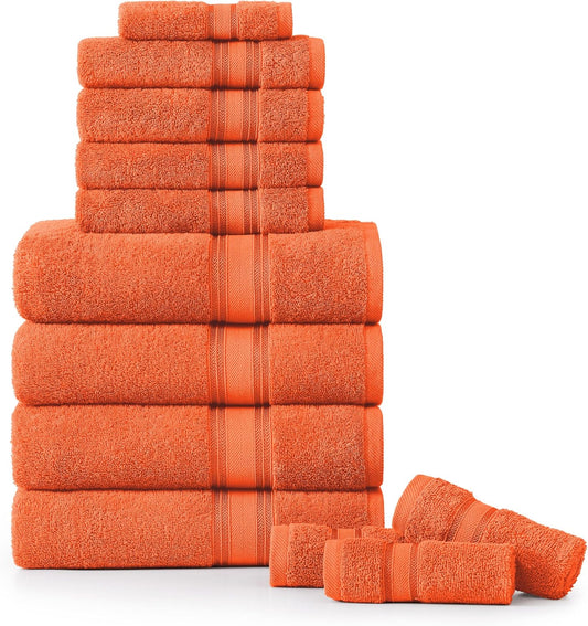 LANE LINEN Luxury 12 Piece Bath Towel Set - 100% Cotton, Rust Color, Absorbent, Quick Dry, Soft, Oeko-Tex Certified, Satisfaction Guarantee