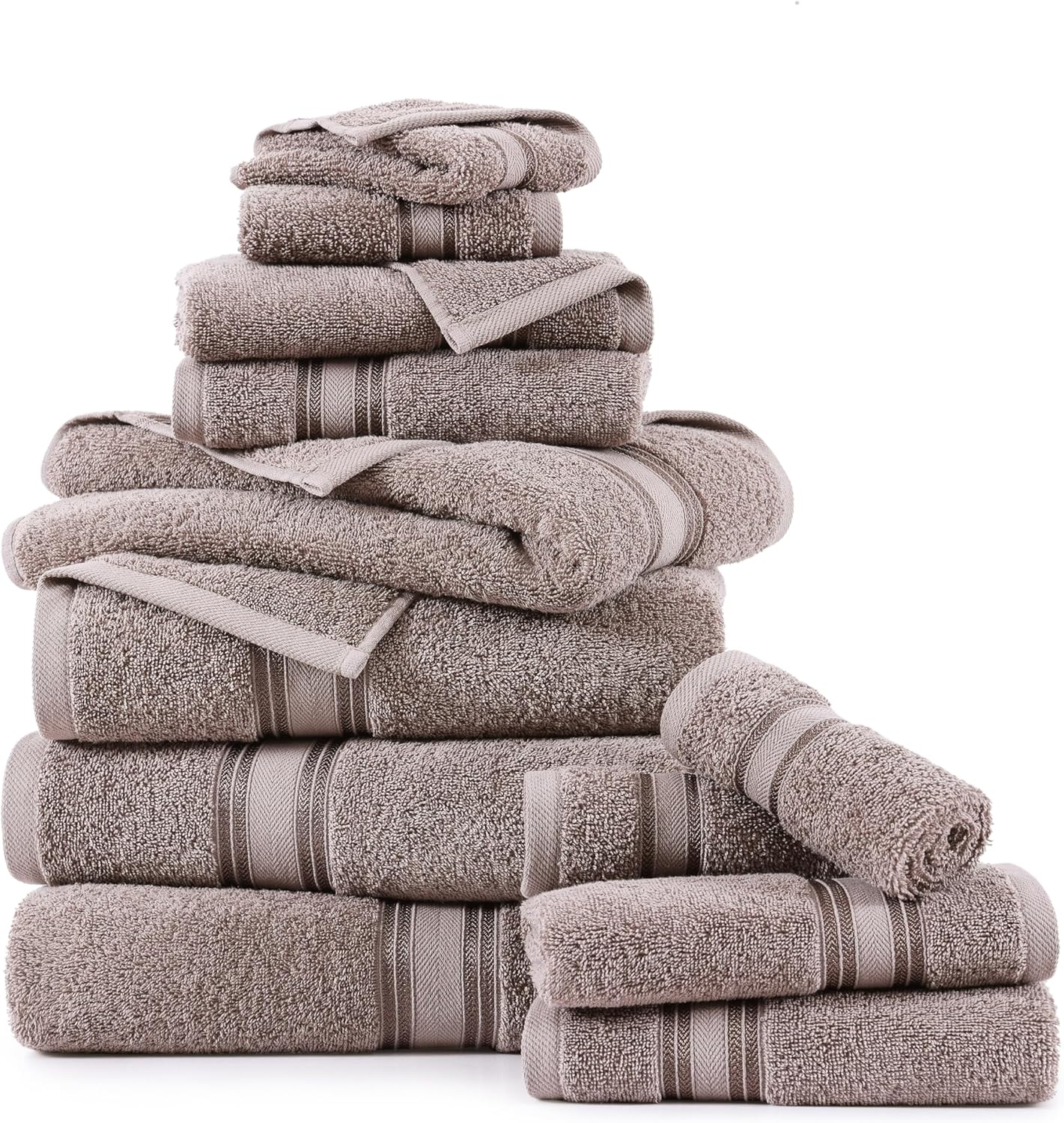 LANE LINEN Luxury Bath Towels Set - 12 Piece, 100% Cotton, Zero Twist, Super Soft & Extra Absorbent, Includes 4 Bath Towels, 4 Hand Towels, 4 Washcloths - Platinum