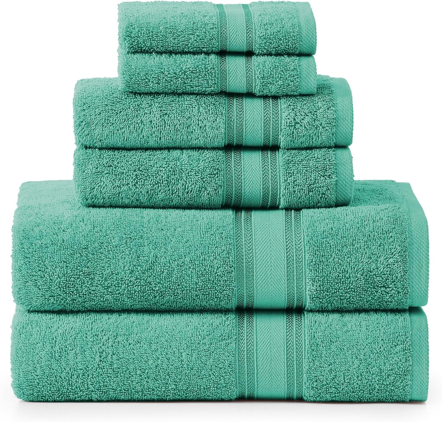 LANE LINEN Luxury Bath Towels Set - 6 Piece, 100% Cotton, Zero Twist, Quick Dry, Absorbent, Super Soft 2 Bath Towels, 2 Hand Towels, 2 Wash Cloths: Teal