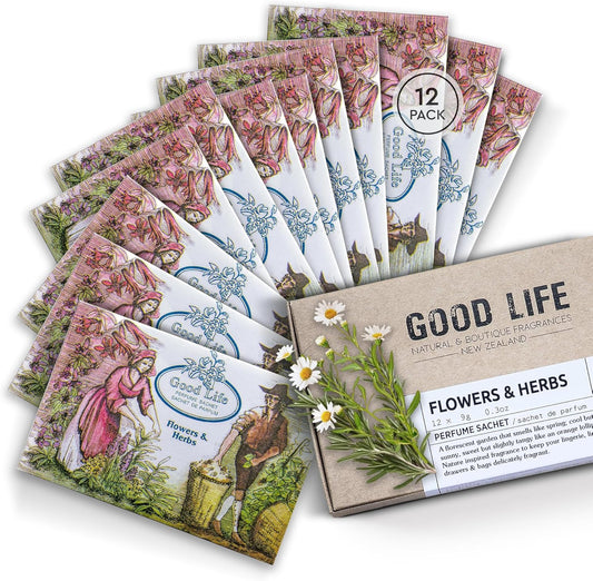 Good Life Flowers & Herbs Scented Sachets | Designed in New Zealand | 12 Sachets
