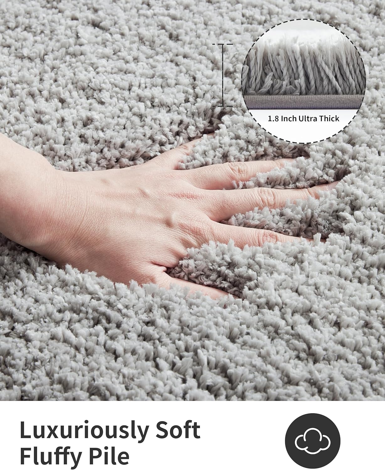 ILANGO Grey Bathroom Rugs 32" × 20" Non Slip & Super Absorbent Extra Thick Soft, Washable Bath Mat for Floor, Microfiber Plush Shaggy Bath Rug with Rubber for Bathtub Shower Room Sink