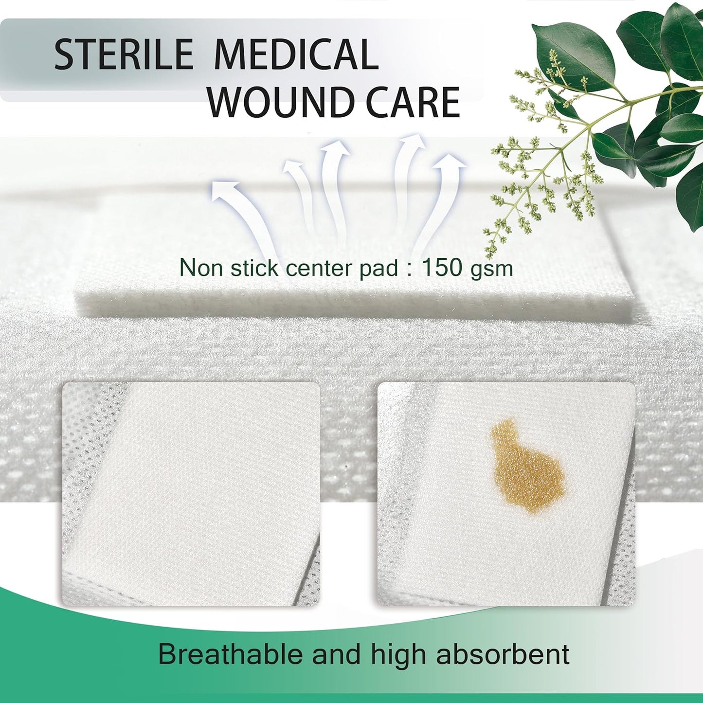 2X2 Inches Sterile Adhesive Island Wound Dressing Bandages - Non Woven Bordered Gauze Pads, 50 Individually Pack, Medical Grade by QICHUANG(2X2INCHES-C50)