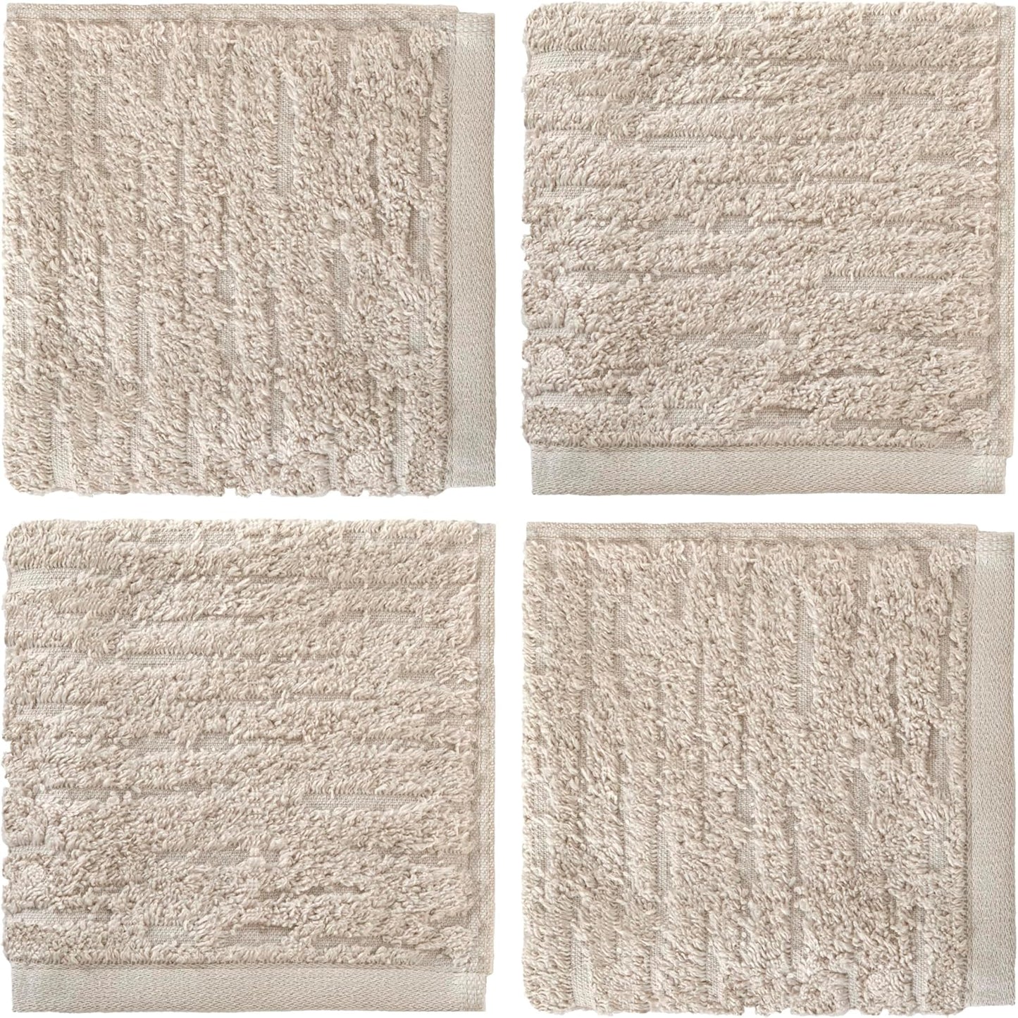 SKL Home CloudSoft Cotton Luxury 4-Piece Washcloth Set, Oatmeal