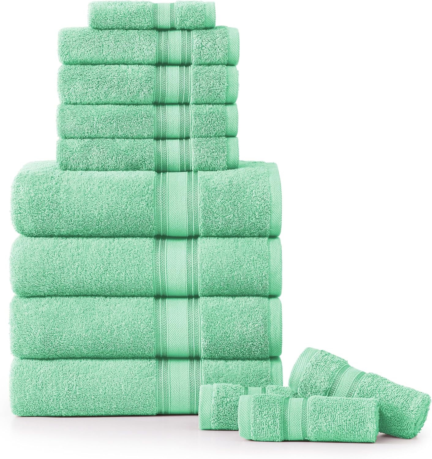 LANE LINEN Luxury Bath Towels Set - 12 Piece Set, 100% CottonBathroom Towels, Zero Twist, Shower Towels, Extra Absorbent Bath Towel, Super Soft, 4 Bath Towels, 4 Hand Towels, 4 Wash Cloths - Aqua Sky