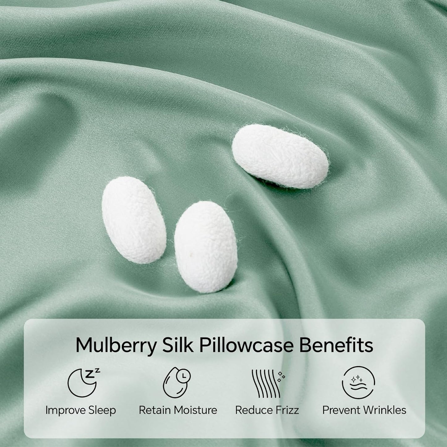 INFIIXSO Mulberry Silk Pillowcase for Hair and Skin, Silk Pillow Cases Queen Size Set of 2 with Hidden Zipper 20x30 Inches, Smooth and Soft Cooling Pillow Cases for Hot Sleepers(Mint Green, 2 Pack)