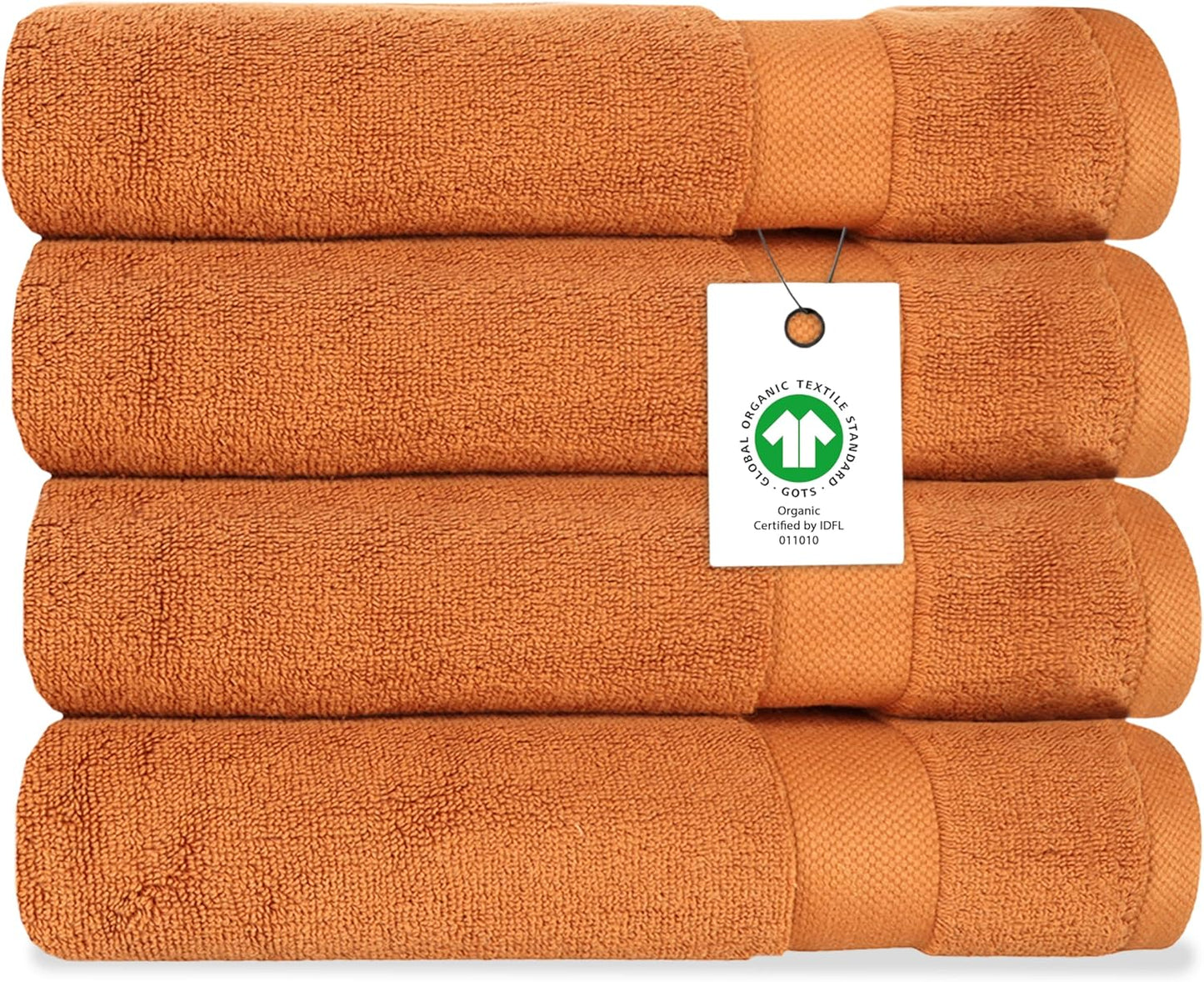 Delara Organic Cotton Luxuriously Plush Bath Towel Pack of 4 | GOTS & OEKO-TEX Certified | Premium Hotel Quality Towels | Feather Touch Technology|650 GSM Long Staple|Soft, Quick Dry & Ultra-Absorbent