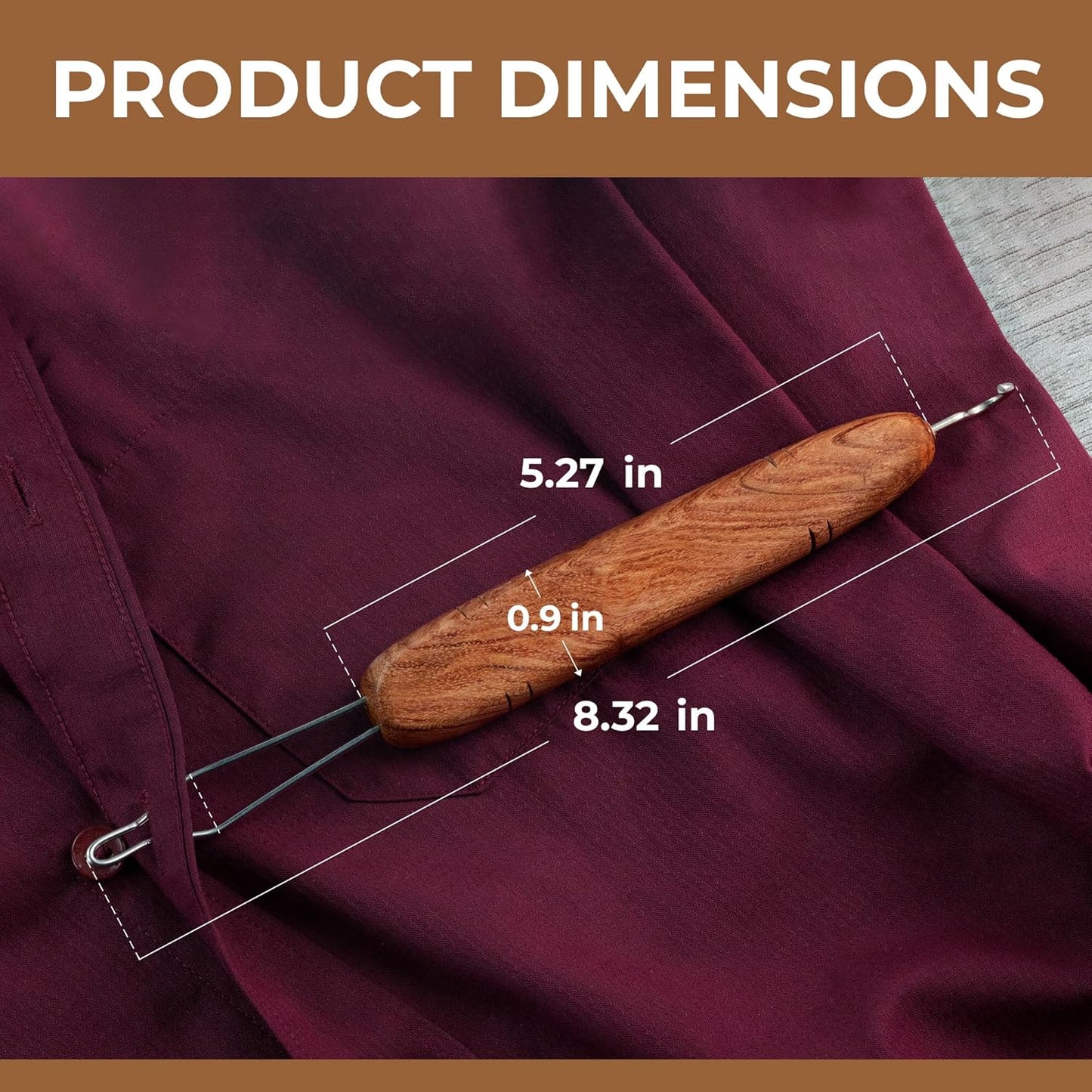 Button Hook & Zipper Pull Helper with Wooden Handle – Comfortable Grip Button Assist Tool for Easy Dressing, Seniors, and Daily Use