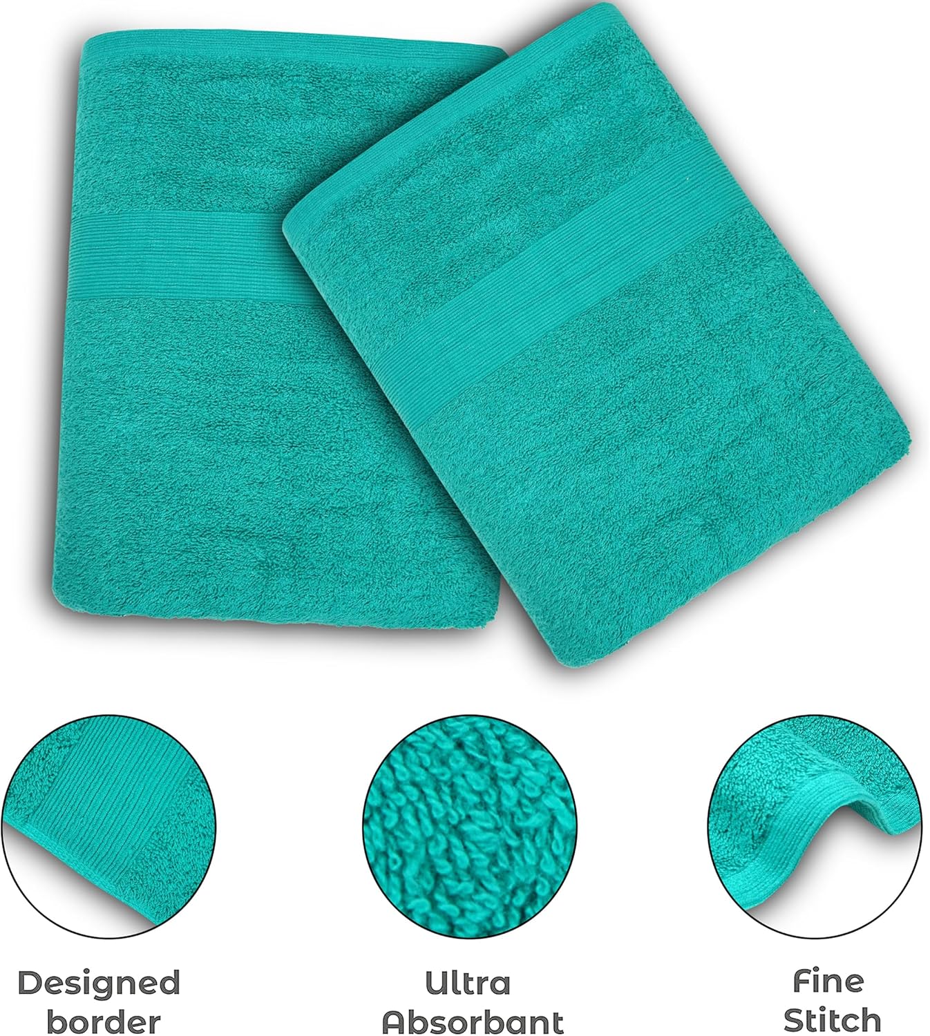 Softolle Luxury Bath Towels Set of 4 (27” x 54”) | Towels for Bathroom | Super Soft | Highly Absorbent Towels for Home, Spa, Gym (Teal)