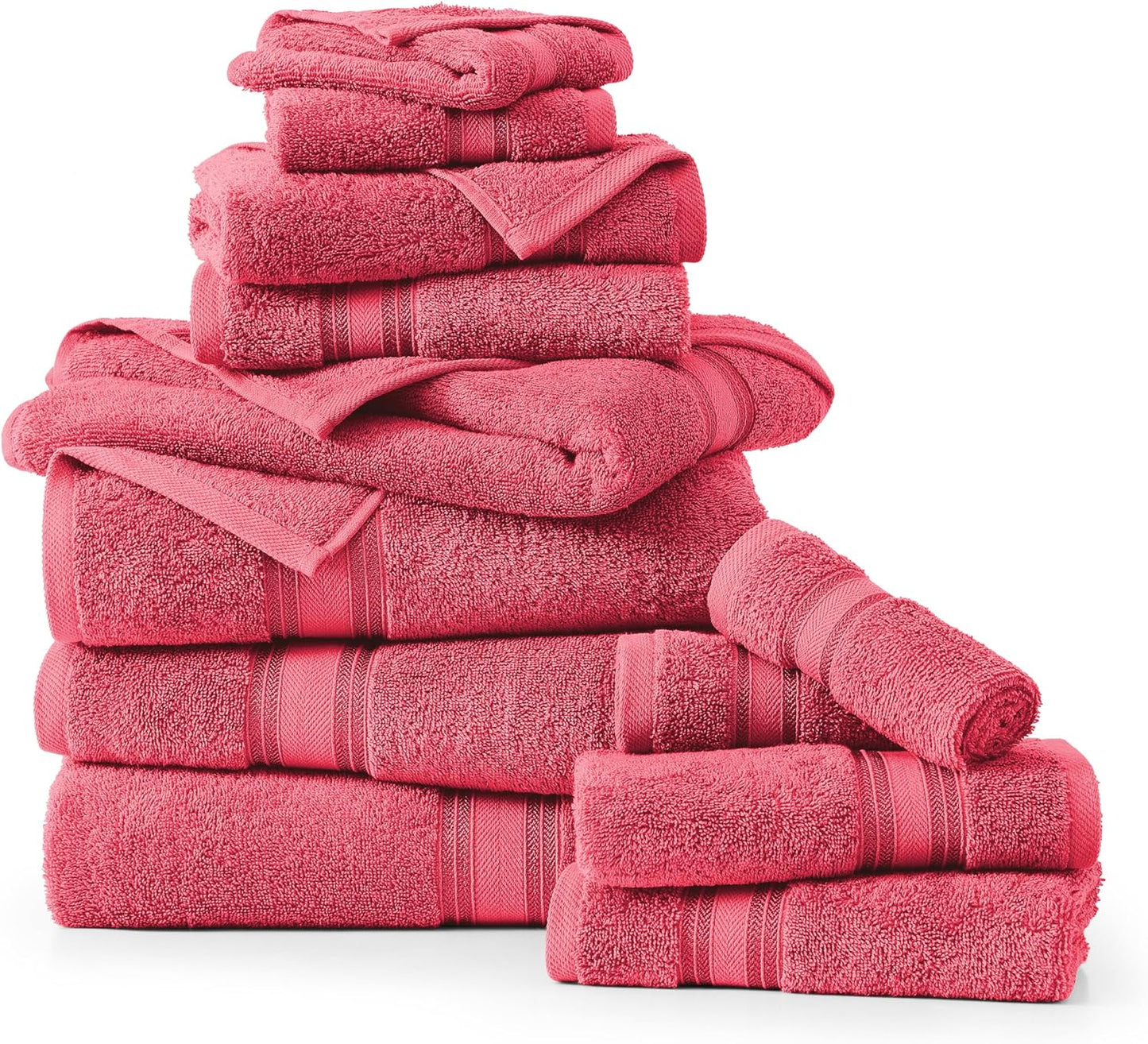 LANE LINEN Luxury Bath Towels Set - 12 Pieces, 100% Cotton Bathroom Towels, Zero Twist, Quick Dry Absorbent Bath Towel, Super Soft Gym Towel, 4 Bath Towels, 4 Hand Towels, 4 Wash Cloths - Honeysuckle