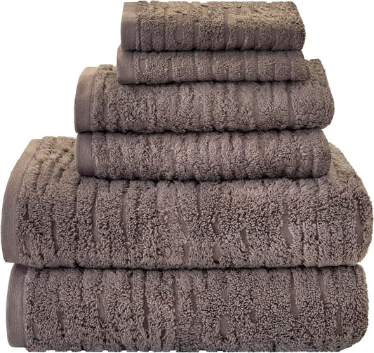 SKL Home CloudSoft Cotton Luxury 6 Pc Towel Set for Bath & Gift, Mink Brown