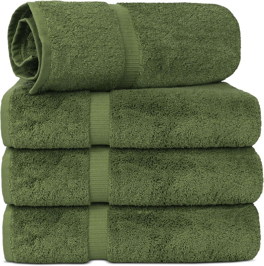 Chakir Turkish Linens | Hotel & Spa Quality 100% Cotton Luxury Turkish Towels | Soft & Absorbent (30x60 Inches Extra Large Bath Towels, Set of 4 - Moss)