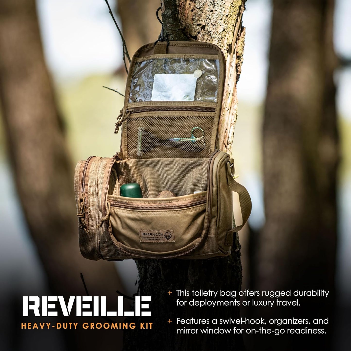 Hazard 4 Reveille Rugged Grooming Kit/Heavy-Duty Toiletry Bag, Coyote