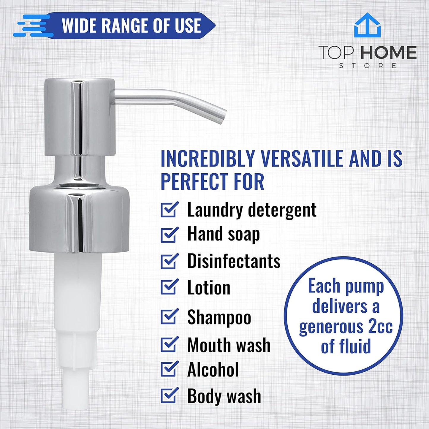 Stainless Steel Soap and Lotion Dispenser Pumps, Replacement for Your Bottles (Chrome, 2 Pack)