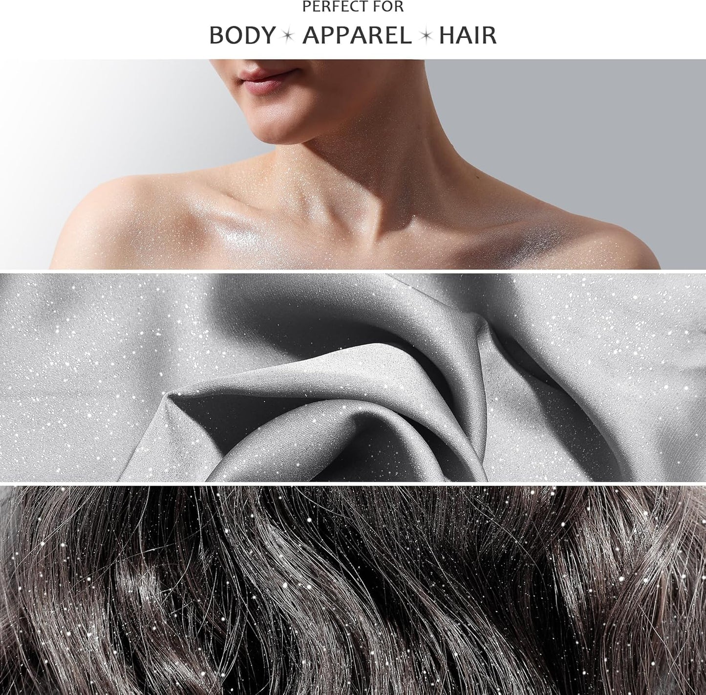 Sparkle Silver Shimmer Glitter Spray for Hair, Body & Clothes | Festival & Party Hair Spray | 100ML Eco-Friendly, Quick-Dry, Washable, Fragrance-Free with Sustainable Shine