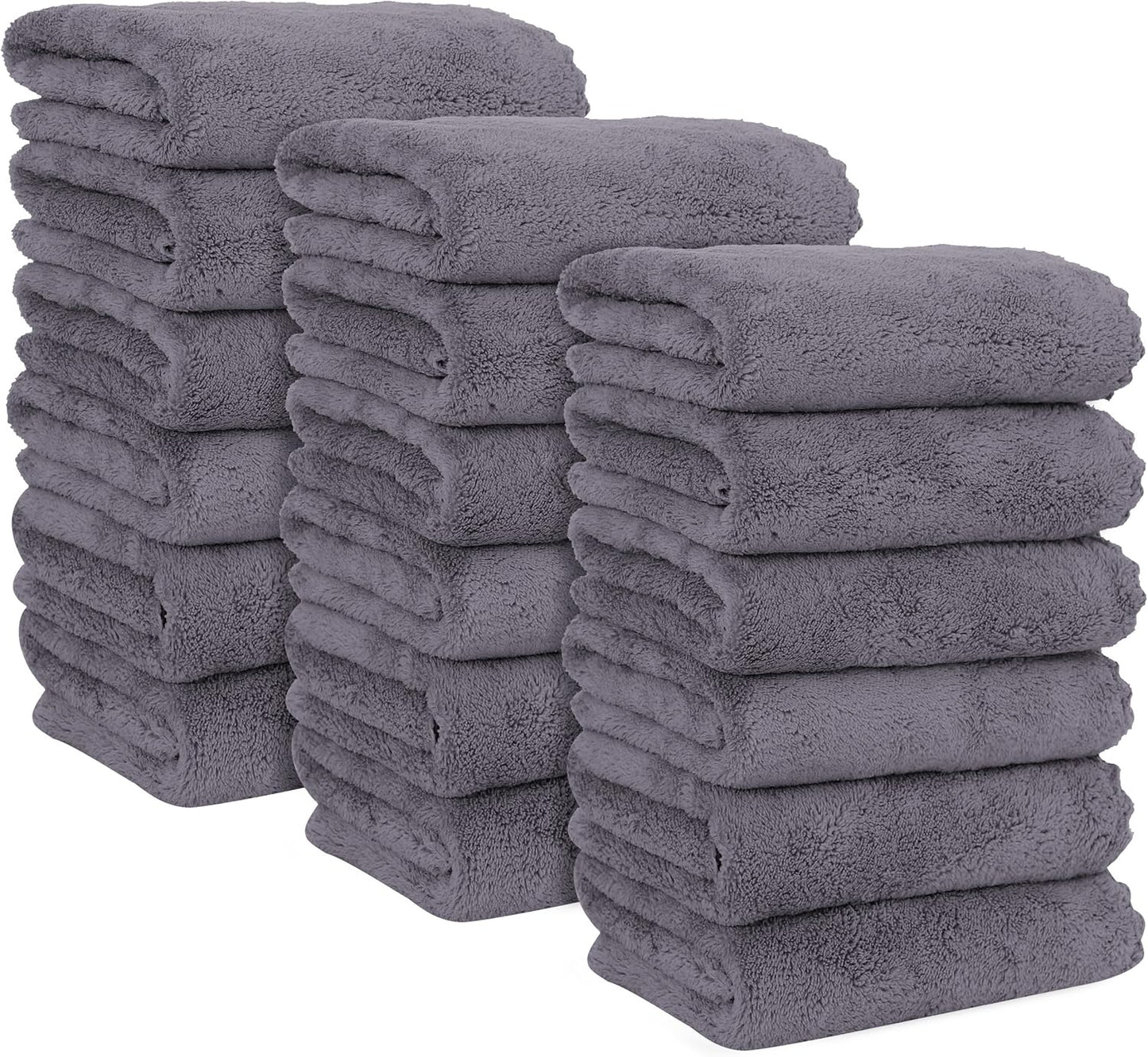 MOONQUEEN 18 Pack Premium Hand Towels - Quick Drying - Microfiber Coral Velvet Highly Absorbent Towels - Multipurpose Use as Hotel, Bathroom, Shower, Spa, Hand Towel 16 x 28 inches (Gray)