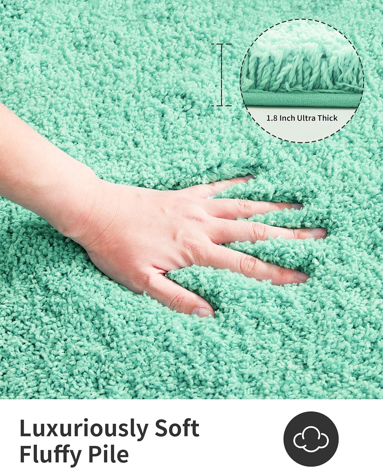 ILANGO Spa Blue Bathroom Rugs 24" × 17" Small Non Slip & Super Absorbent Extra Thick Soft, Washable Bath Mat for Floor, Microfiber Plush Shaggy Bath Rug with Rubber for Bathtub Shower Room Sink