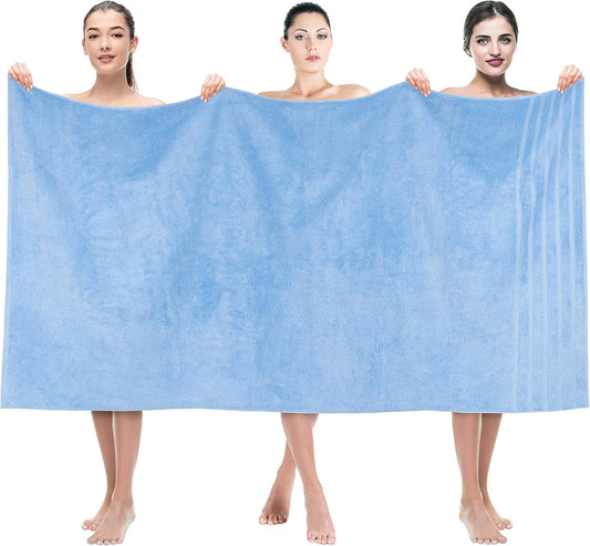 American Soft Linen 35x70 Jumbo Large Bath Towels, 600 GSM 100% Cotton Turkish Bath Sheet, Oversized Luxury Bath Towels for Bathroom Beach and Pool, Sky Blue