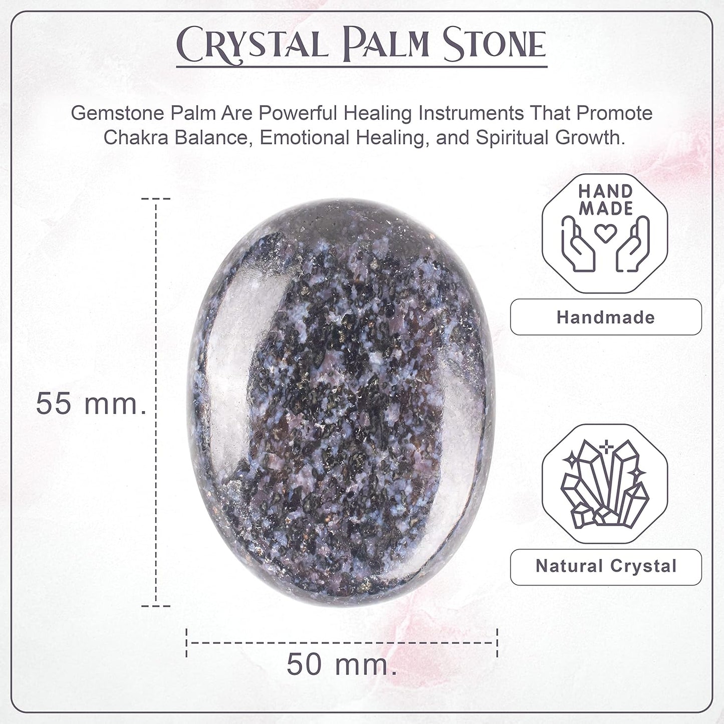Crocon 50mm Indigo Gabbro Large Palm Stone 900+ Carats Pocket Massage Worry Stones for Natural Chakra Balancing Reiki Healing Stones and Crystal Healing Massage Spa Energy Crystals Gifts for Women