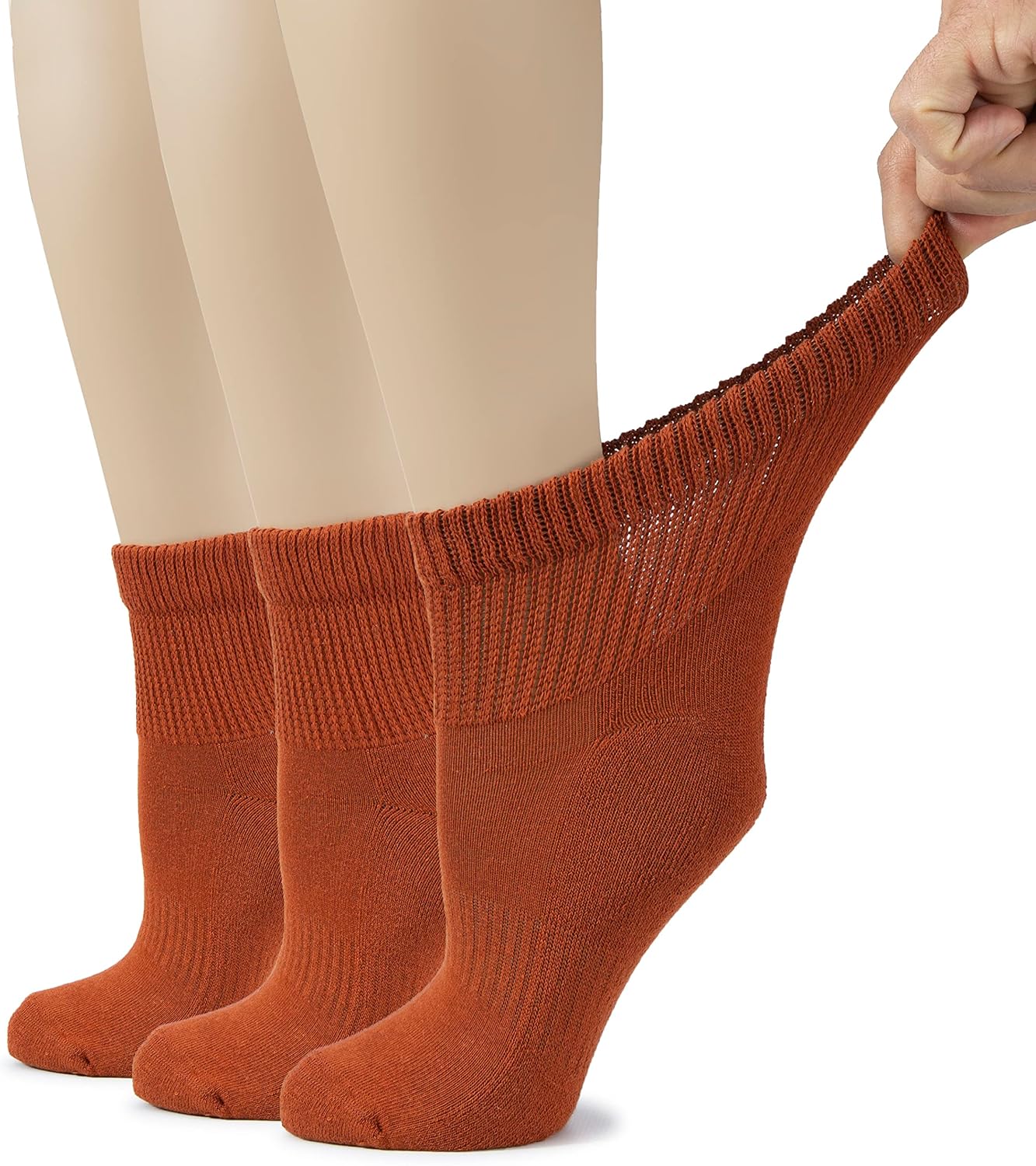 Hugh Ugoli Women's Cotton Diabetic Ankle Socks, Wide, Loose, Stretchy, Seamless Toe, Non Binding Top Semi Cushion, 3-6 Pairs