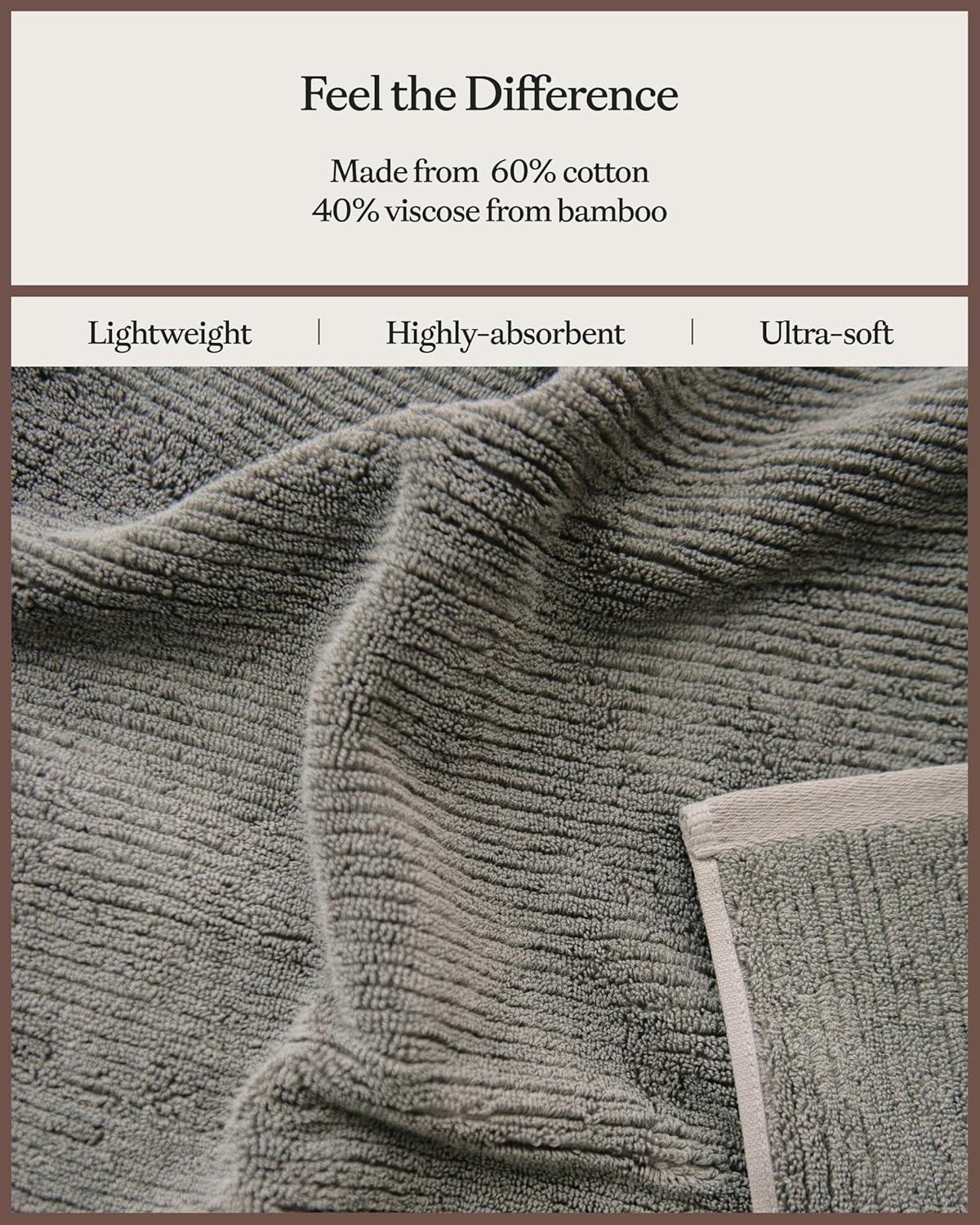 Cozy Earth Ribbed Washcloth Set - 60% Cotton 40% Viscose from Bamboo Bathroom Washcloths - Soft & Absorbent Textured Ribbed Pattern - 4 Pack Charcoal