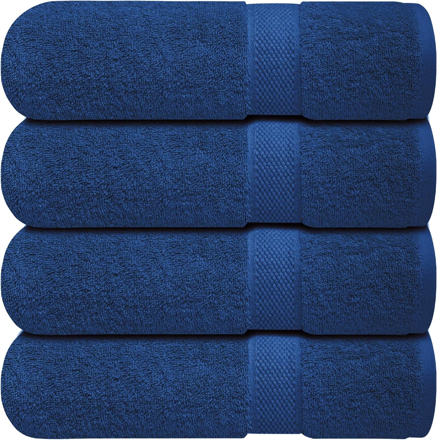 Infinitee Xclusives Luxury 100% Ring-Spun Cotton Bath Towels Set of 4 (27x54 inches) – Soft, Absorbent & Quick-Drying Towels for Bathroom, Gym, Spa & Hotel Use (Tranquil Navy, Bath Towels)