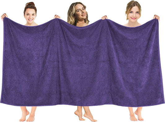 American Soft Linen Oversized Bath Sheet 40x80 Extra Large for Bathroom, 600 GSM 100% Cotton Turkish Jumbo Bathsheet Towels for Adults, Purple Bath Sheet