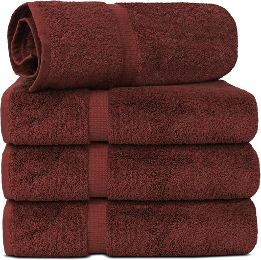 Chakir Turkish Linens | Hotel & Spa Quality 100% Cotton Luxury Turkish Towels | Soft & Absorbent (30x60 Inches Extra Large Bath Towels, Set of 4 - Cranberry)