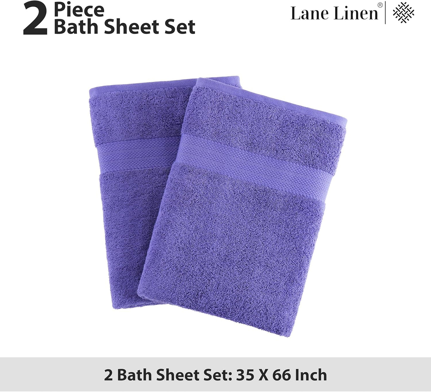 LANE LINEN 100% Cotton 2 Pack Bath Sheets (35"x66") - Ring Spun, Extra Large Cotton Bath Towels Set - Quick Dry, Soft & Absorbent Oversized Towel Set - Remains Soft After Multiple Washes - Blue Irish